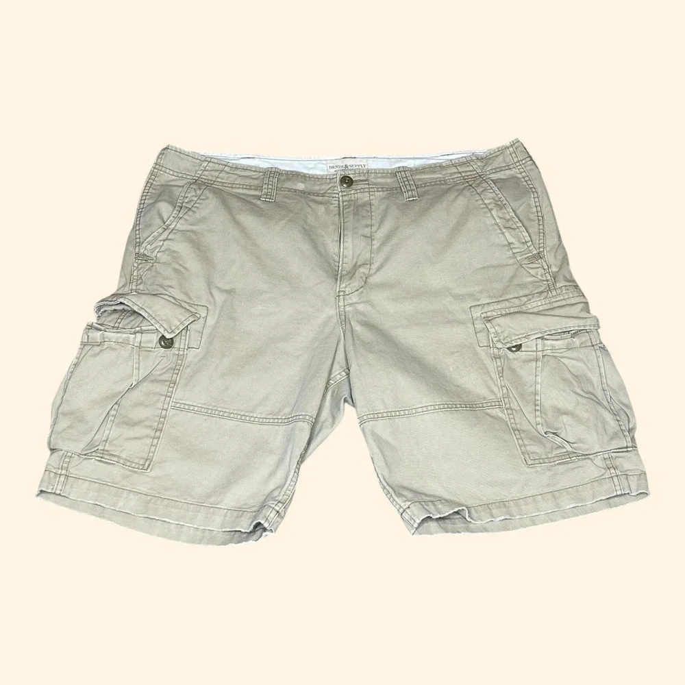 Vintage Y2K Denim‎ & Supply Ralph Lauren Cargo Shorts Khaki Distressed Mens 40